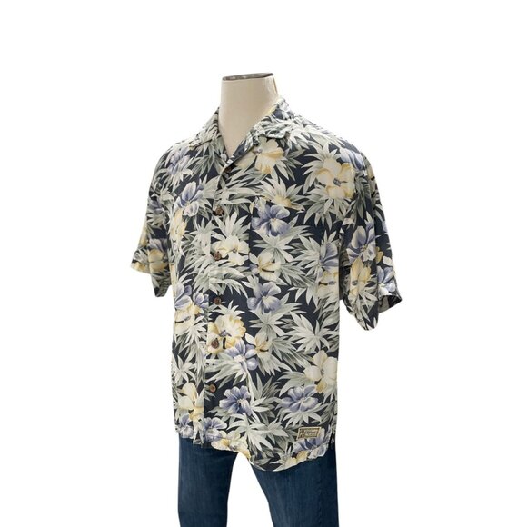 Tommy Bahama Hawaiian Shirt Large Rayon Aloha Floral Print Made In Hong Kong - Picture 6 of 7